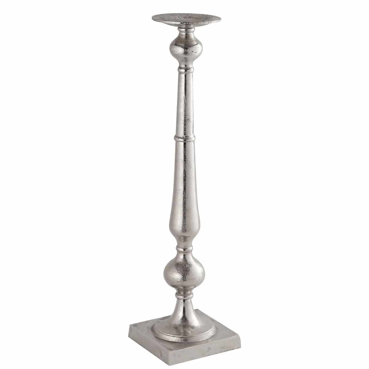 Farrah Collection Silver Tall Large Dinner Candle Holder - Price Crash Furniture