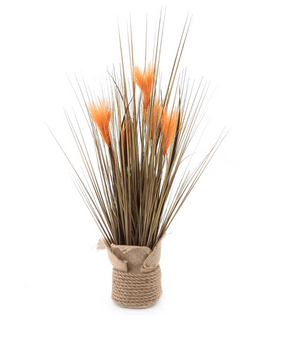 Faux Grasses Wrapped In Hesian Collar & Rope Base - Price Crash Furniture