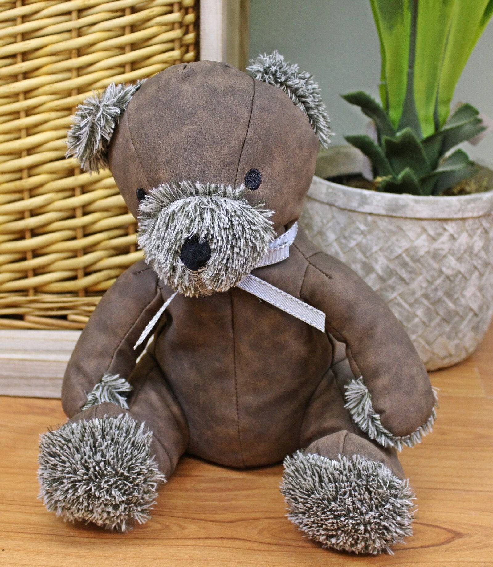 Faux Leather Teddy Bear Doorstop - Price Crash Furniture