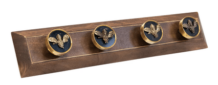 Four Bee Design Coat Knobs On A Wooden Base - Price Crash Furniture