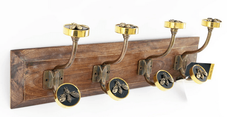 Four Bee Design Double Hooks On Wooden Base - Price Crash Furniture