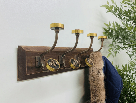 Four Bee Design Double Hooks On Wooden Base - Price Crash Furniture