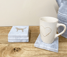 Four Square White Marble Coasters With Gold Dog Design - Price Crash Furniture