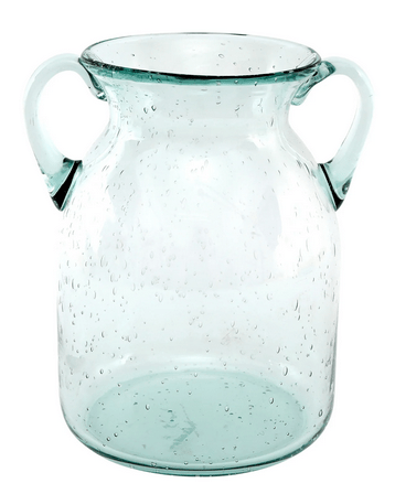 Glass Flower Vase with Handles Daisy Bubble Design 17cm - Price Crash Furniture