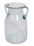 Glass Flower Vase with Handles Daisy Bubble Design 25cm - Price Crash Furniture