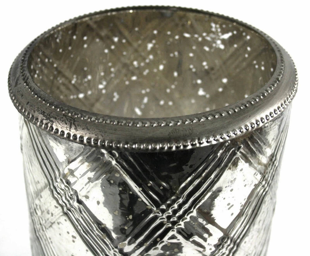 Glass Flower Vase with Metal Ring Silver - Price Crash Furniture