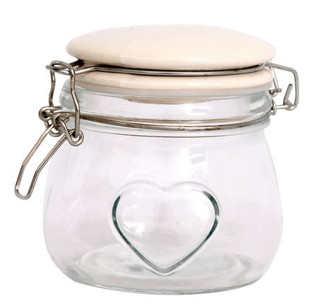 Glass Storage Jar With Heart - Small - Price Crash Furniture