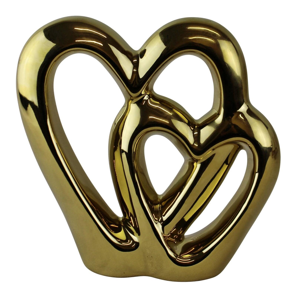 Gold Double Heart Ornament, 15cm - Price Crash Furniture