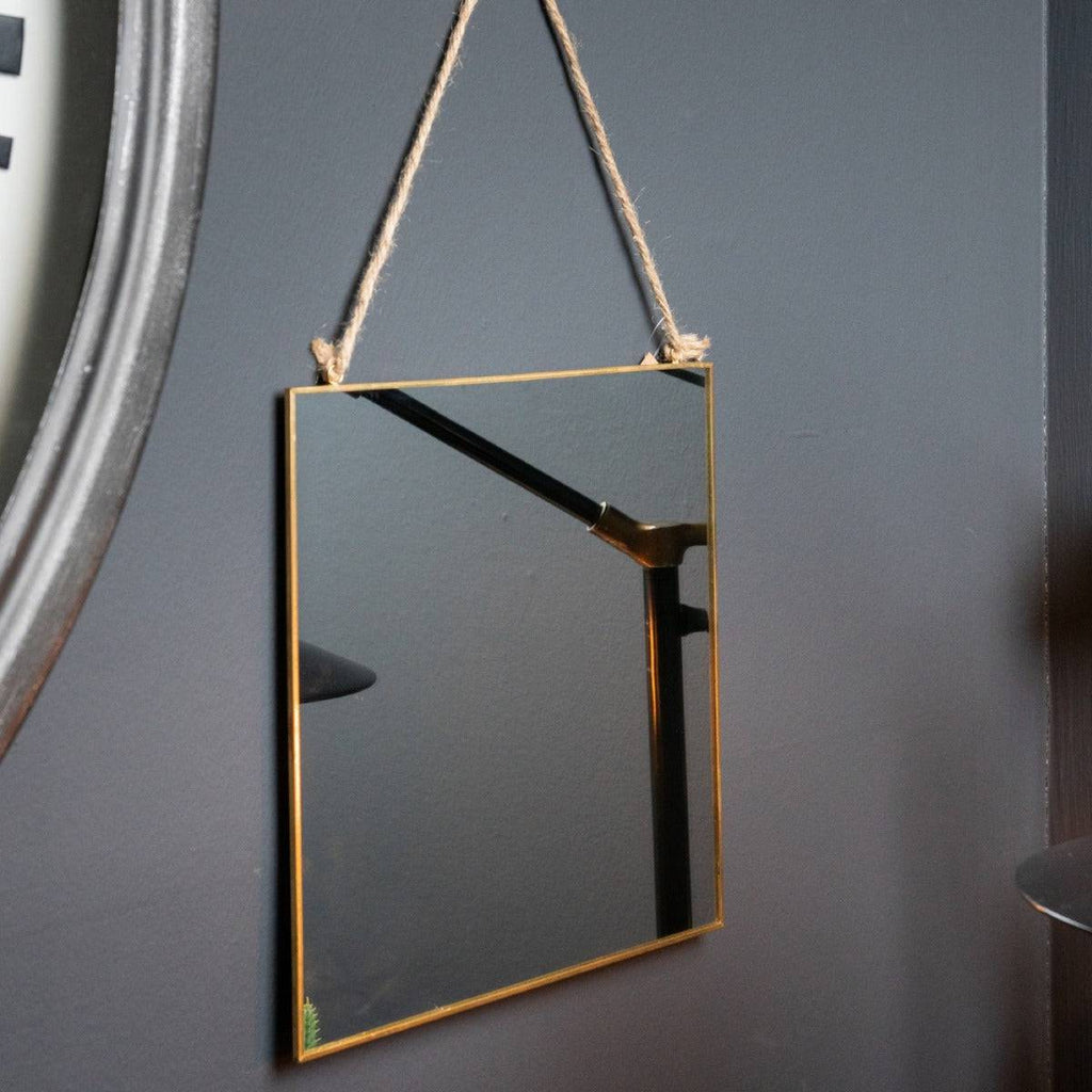 Gold Edged Square Hanging Wall Mirror - Price Crash Furniture
