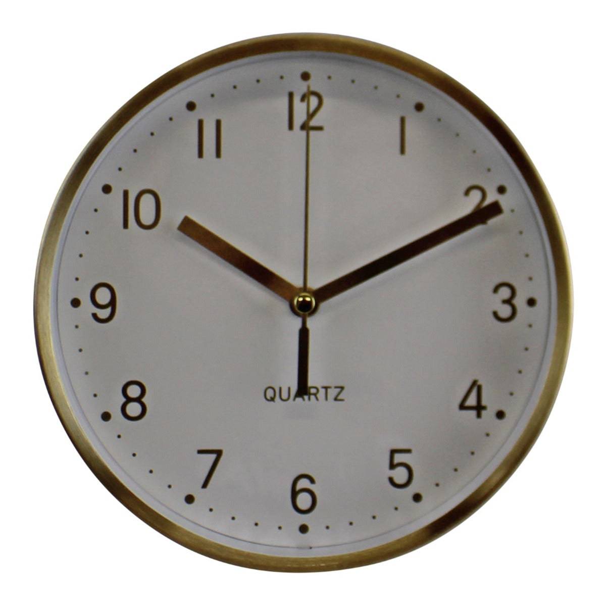 Gold Metal Table Clock, 16cm diameter - Price Crash Furniture