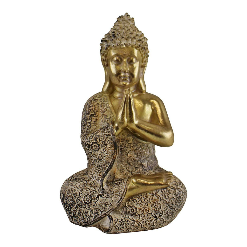 Gold Sitting Buddha Ornament, Praying, 19cm - Price Crash Furniture