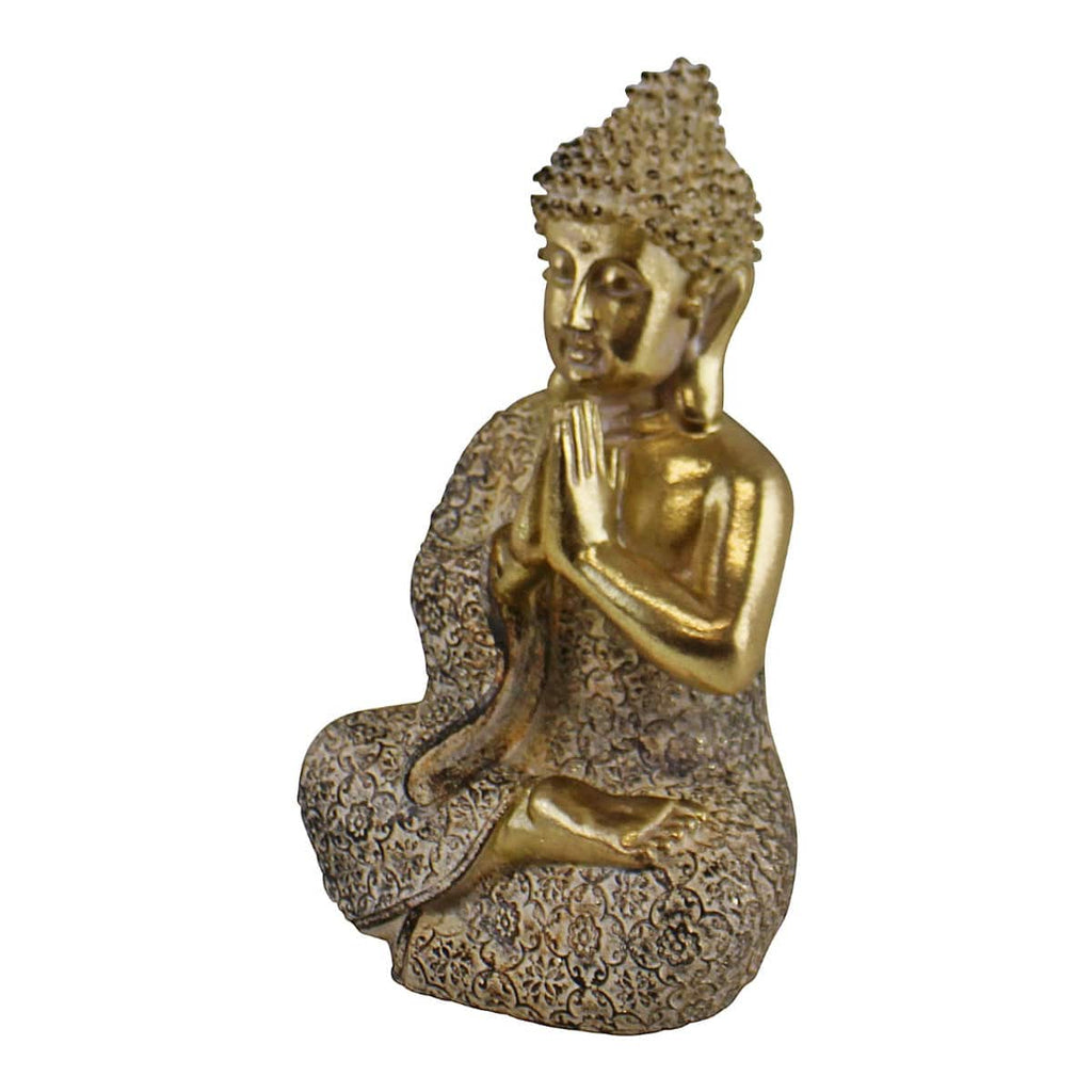 Gold Sitting Buddha Ornament, Praying, 19cm - Price Crash Furniture