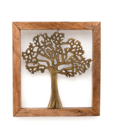 Gold Wall Hanging Tree In Wooden Frame - Price Crash Furniture