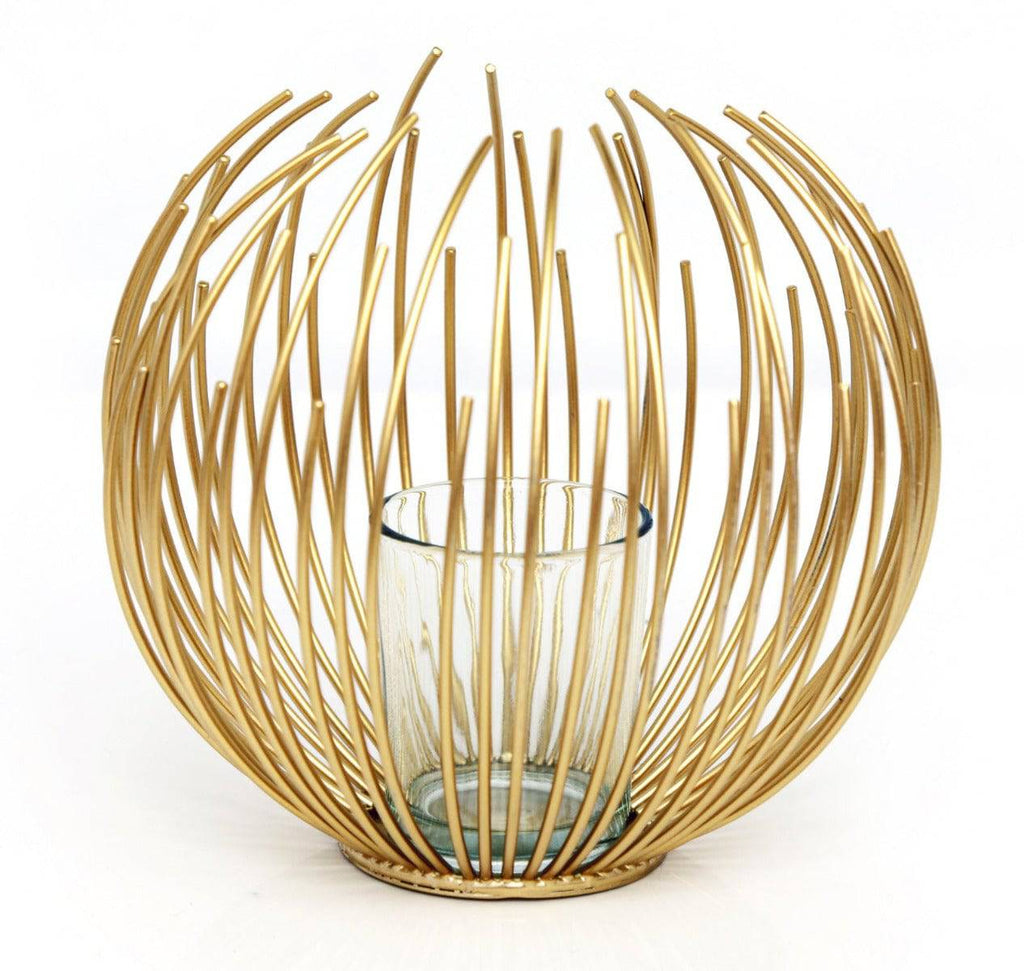 Gold Wire Candle Holder 16cm - Price Crash Furniture