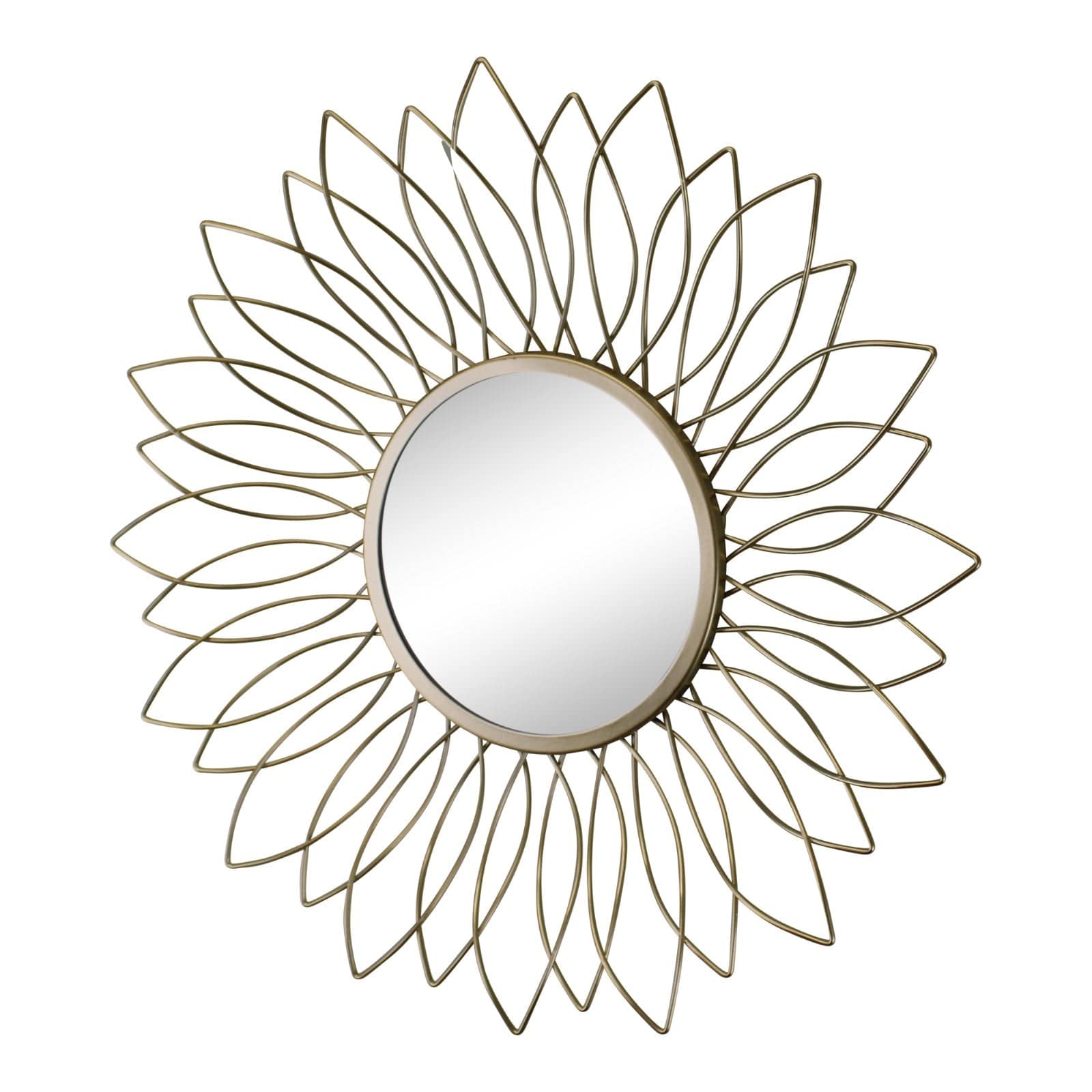 Gold Wire Flower Design Accent Mirror 47cm - Price Crash Furniture