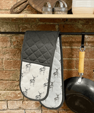 Grey Double Oven Glove With A Stag Print Design - Price Crash Furniture