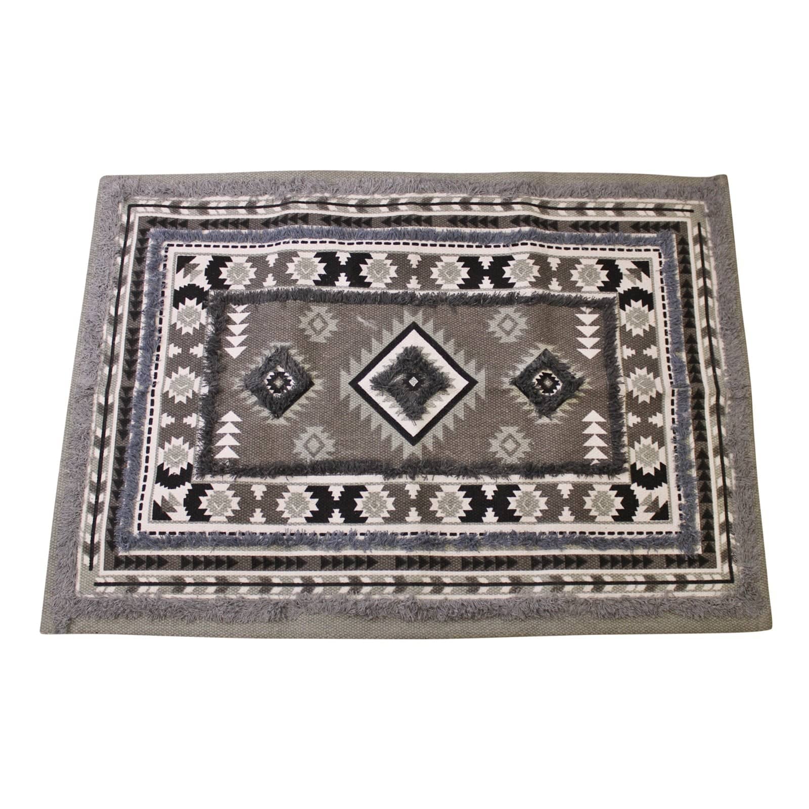 Grey Patterned & Tufted Rug, 60x90cm - Price Crash Furniture