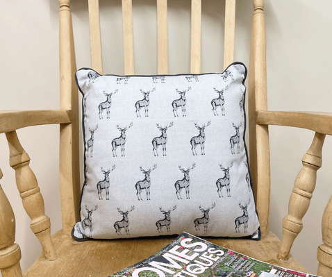 Grey Scatter Cushion With A Stag Print Design - Price Crash Furniture