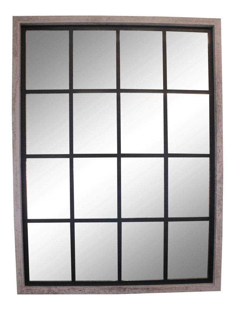 Grey Window Style Wall Mirror 60x80cm - Price Crash Furniture