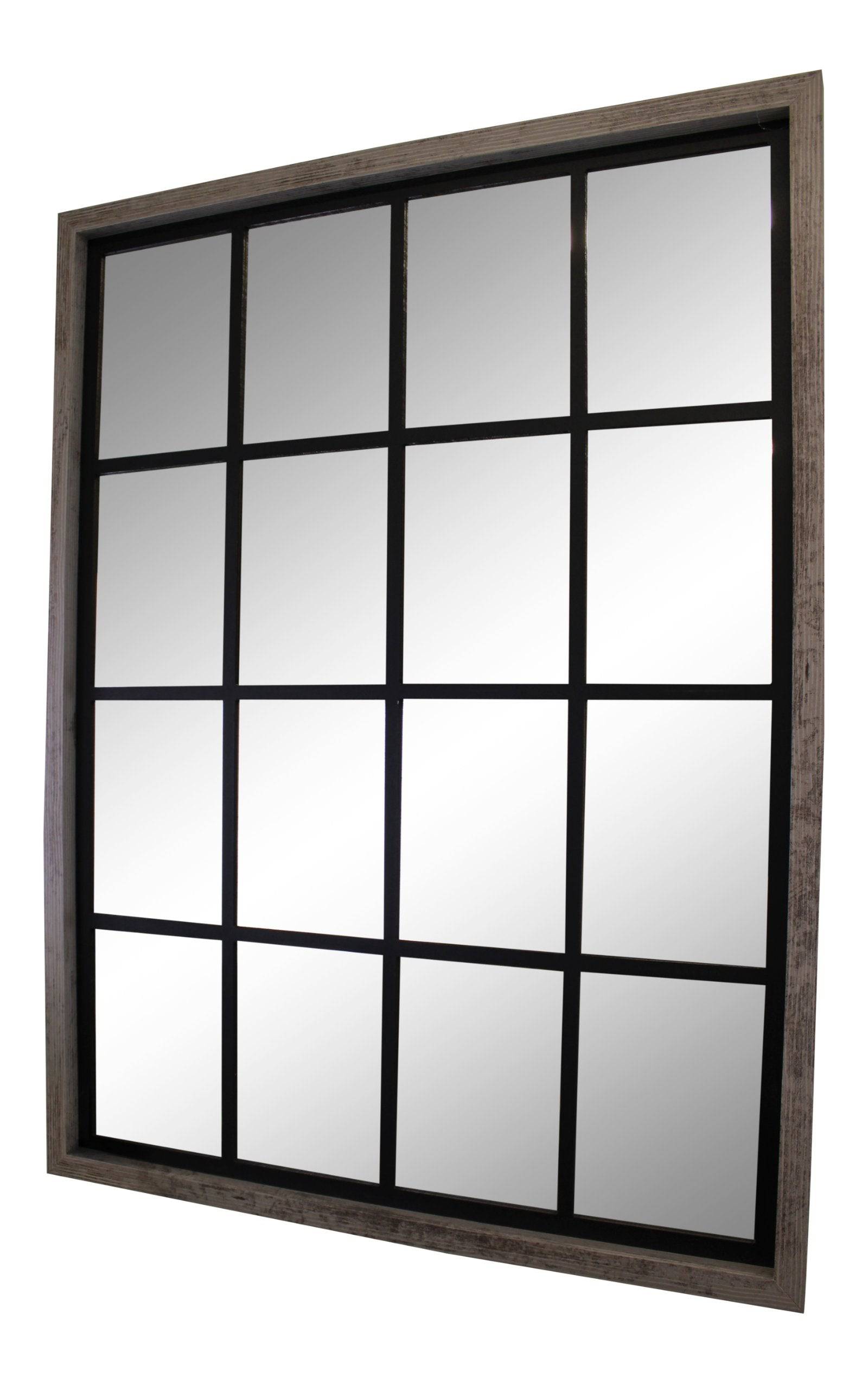 Grey Window Style Wall Mirror 60x80cm - Price Crash Furniture