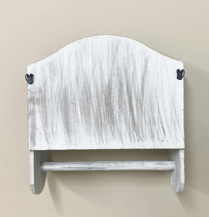 Grey Wooden Kitchen Towel Holder With Cutout Pattern Shelf - Price Crash Furniture