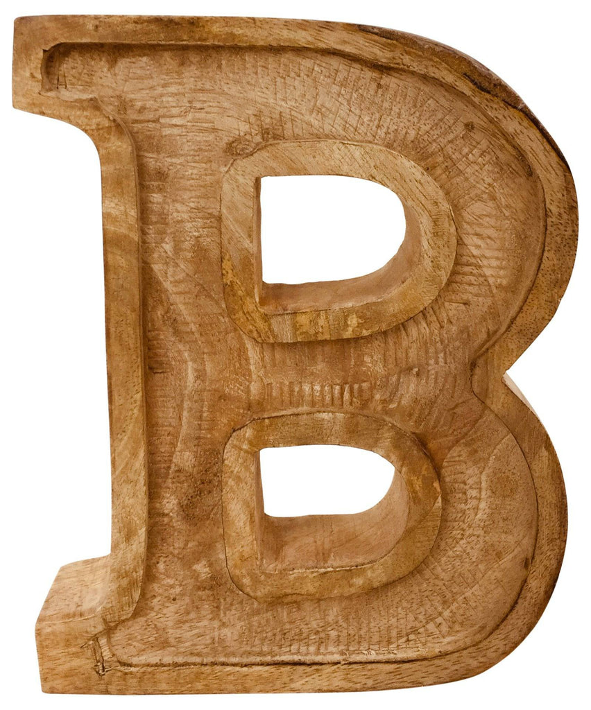 Hand Carved Wooden Embossed Letter B - Price Crash Furniture