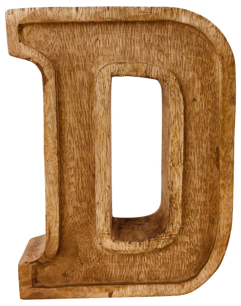 Hand Carved Wooden Embossed Letter D - Price Crash Furniture