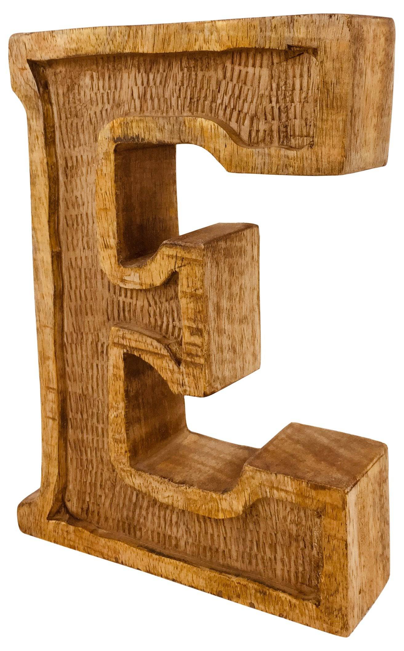 Hand Carved Wooden Embossed Letter E - Price Crash Furniture