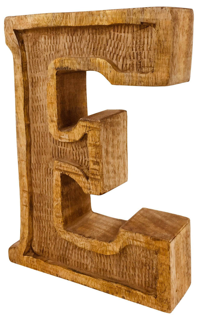 Hand Carved Wooden Embossed Letter E - Price Crash Furniture