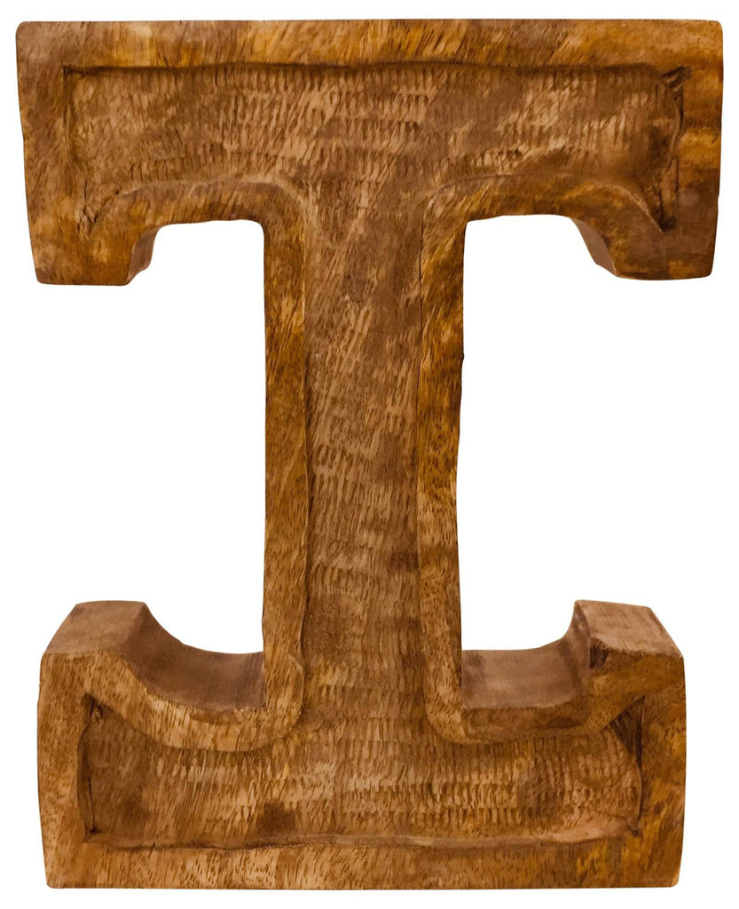 Hand Carved Wooden Embossed Letter I - Price Crash Furniture