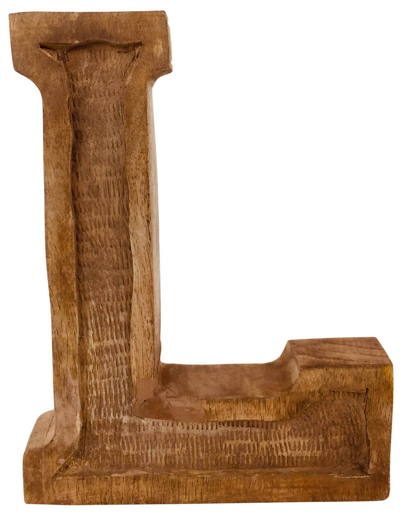 Hand Carved Wooden Embossed Letter L - Price Crash Furniture