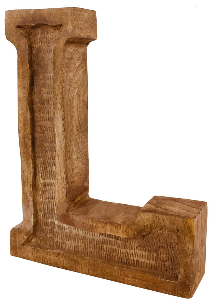 Hand Carved Wooden Embossed Letter L - Price Crash Furniture