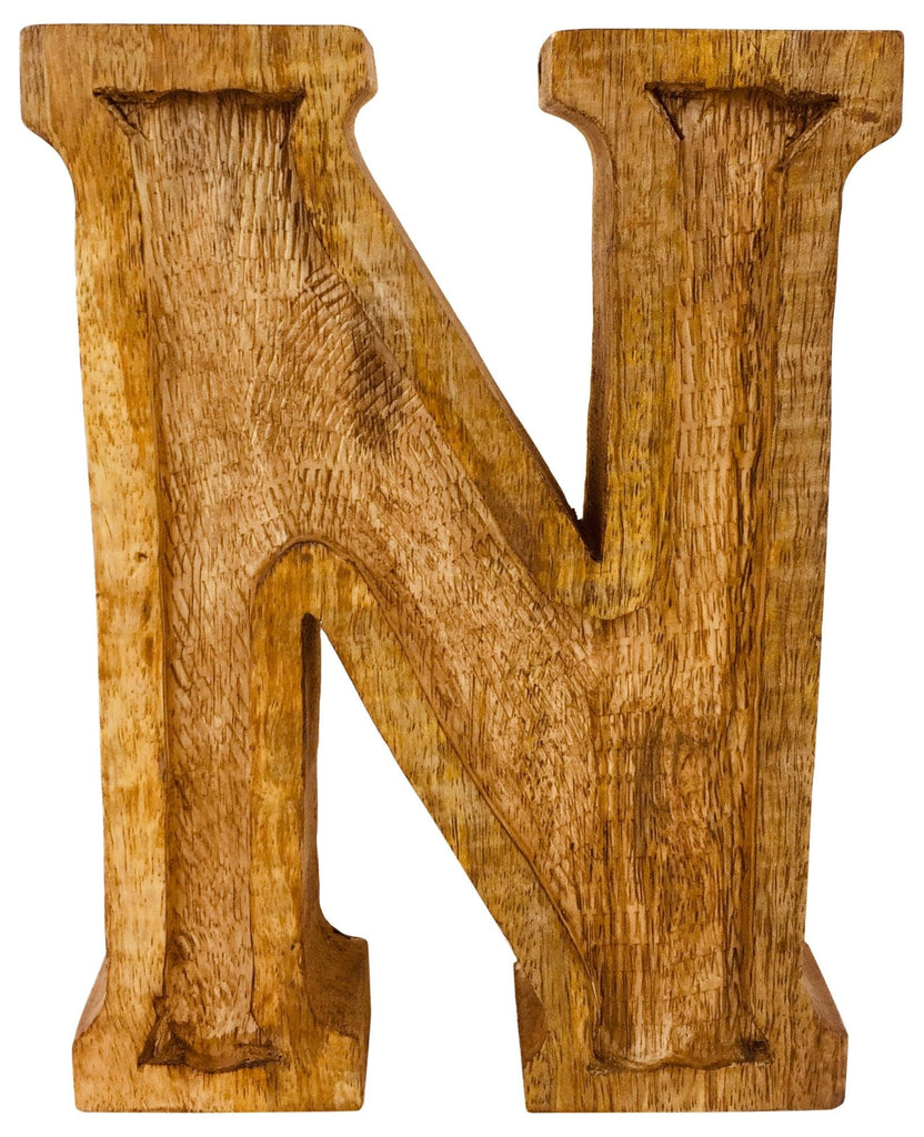 Hand Carved Wooden Embossed Letter N - Price Crash Furniture