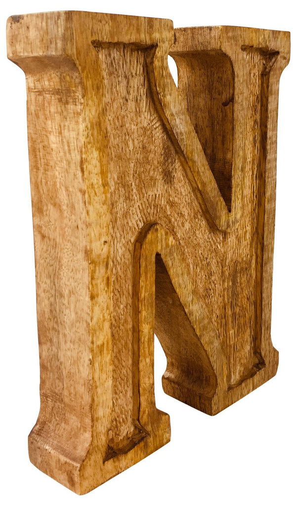 Hand Carved Wooden Embossed Letter N - Price Crash Furniture