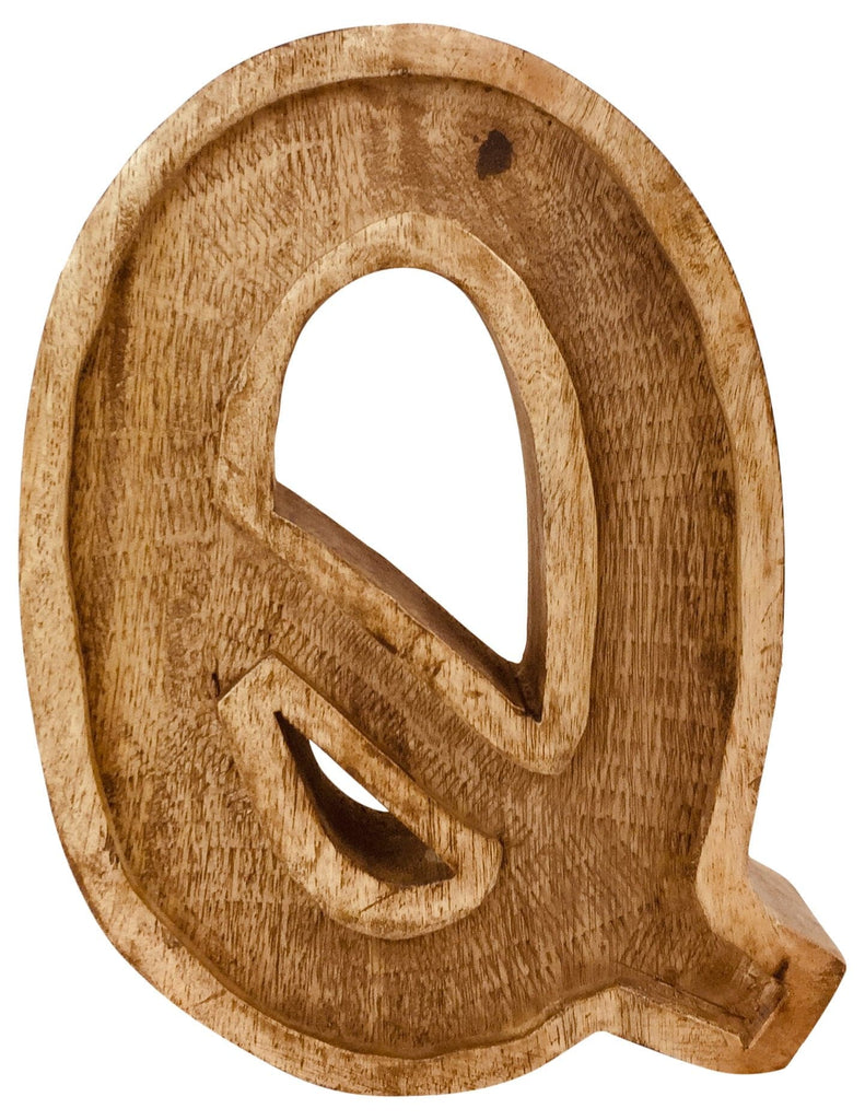Hand Carved Wooden Embossed Letter Q - Price Crash Furniture
