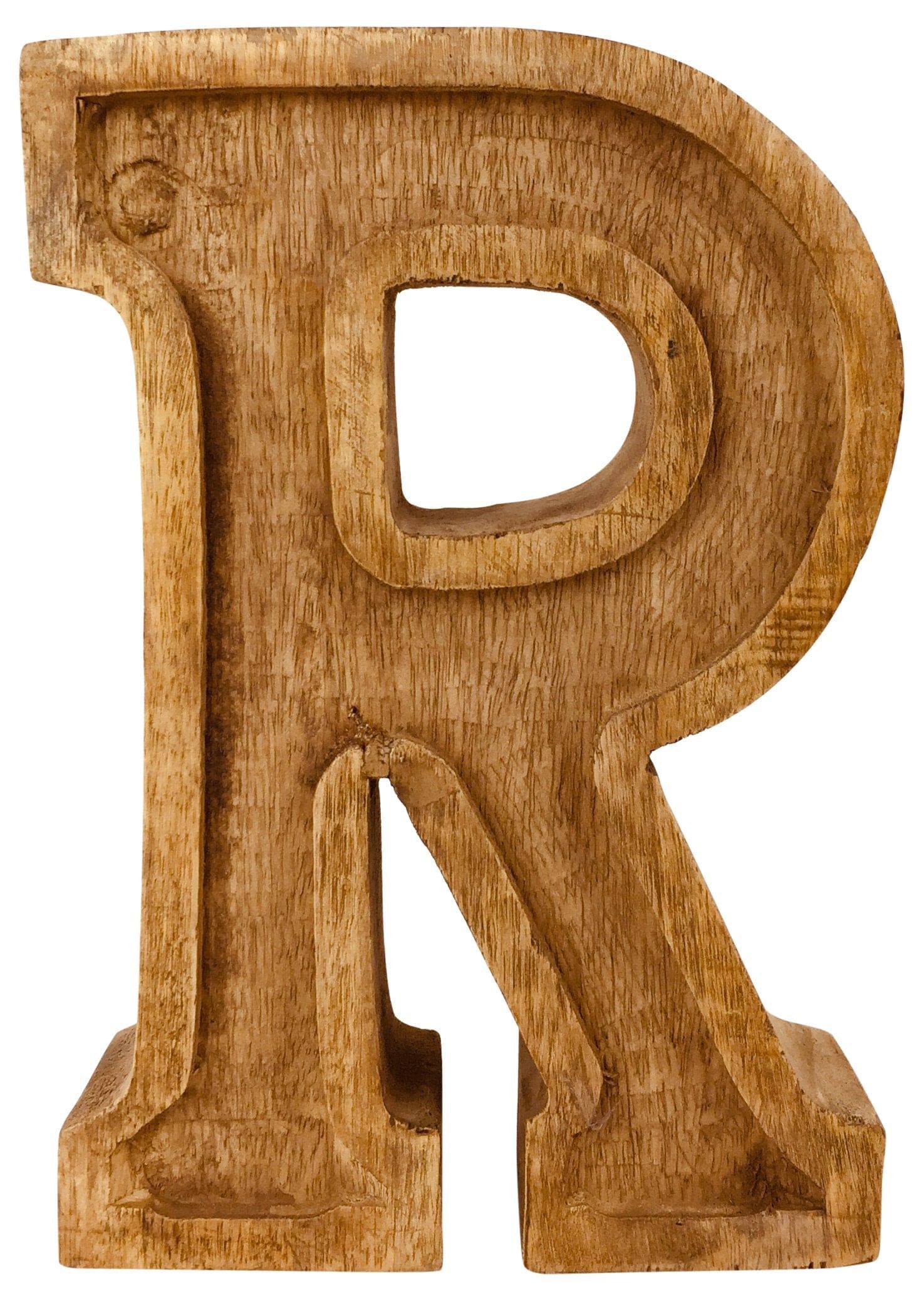 Hand Carved Wooden Embossed Letter R - Price Crash Furniture