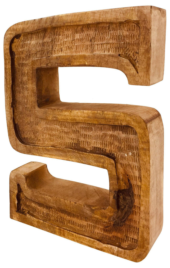 Hand Carved Wooden Embossed Letter S - Price Crash Furniture