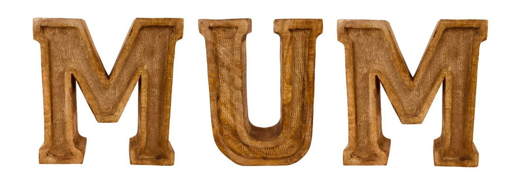 Hand Carved Wooden Embossed Letters Mum - Price Crash Furniture