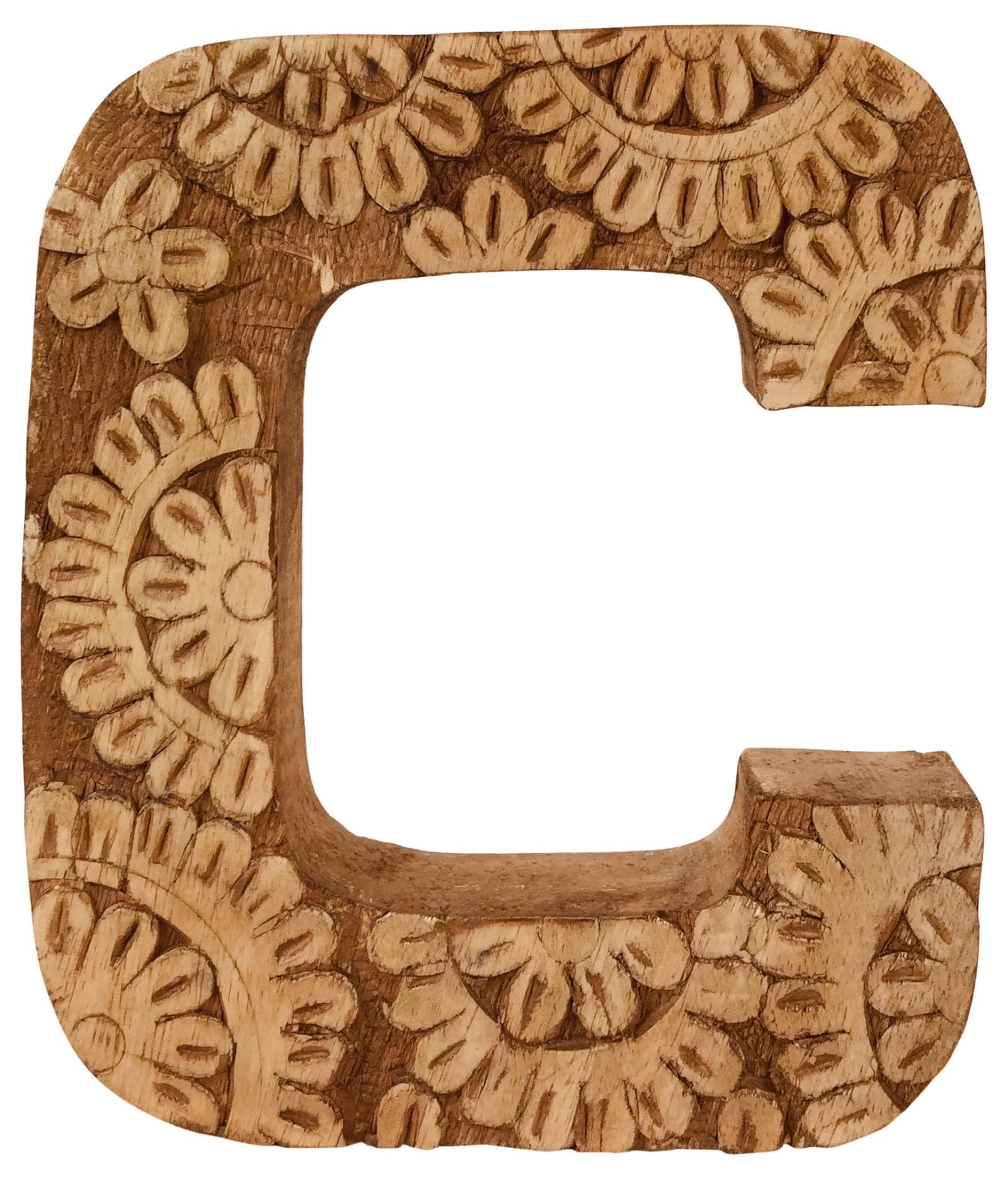 Hand Carved Wooden Flower Letter C - Price Crash Furniture