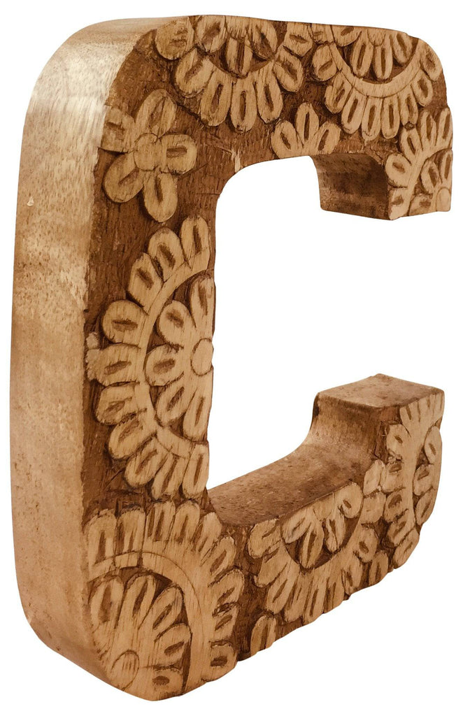 Hand Carved Wooden Flower Letter C - Price Crash Furniture
