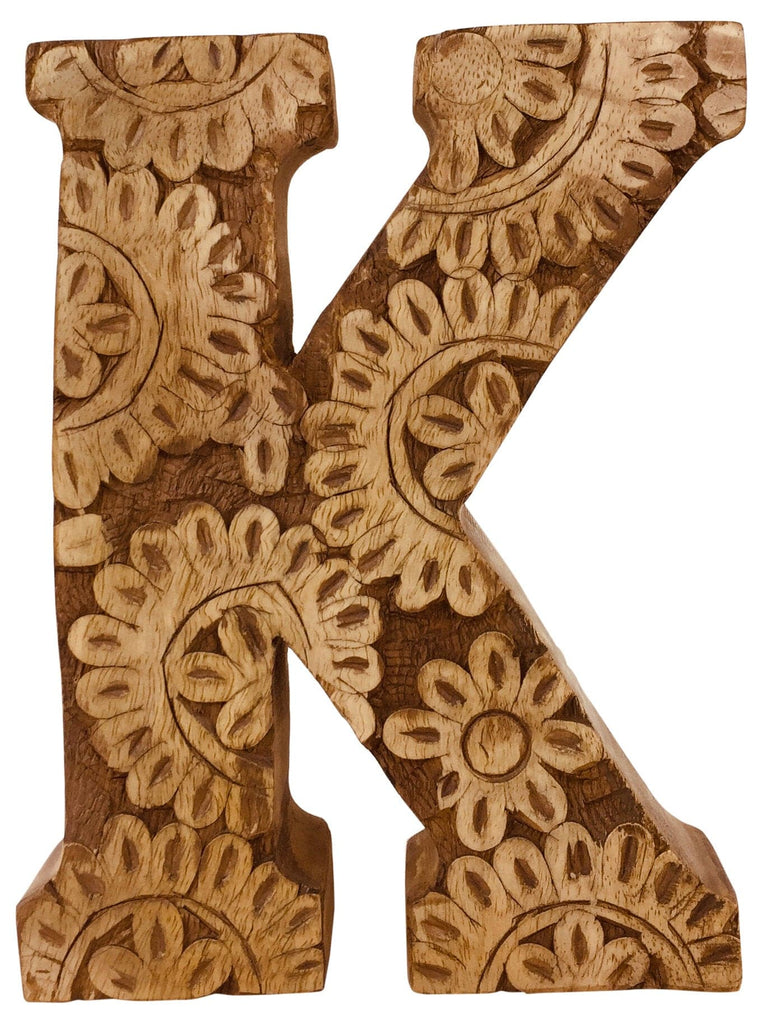 Hand Carved Wooden Flower Letter K - Price Crash Furniture
