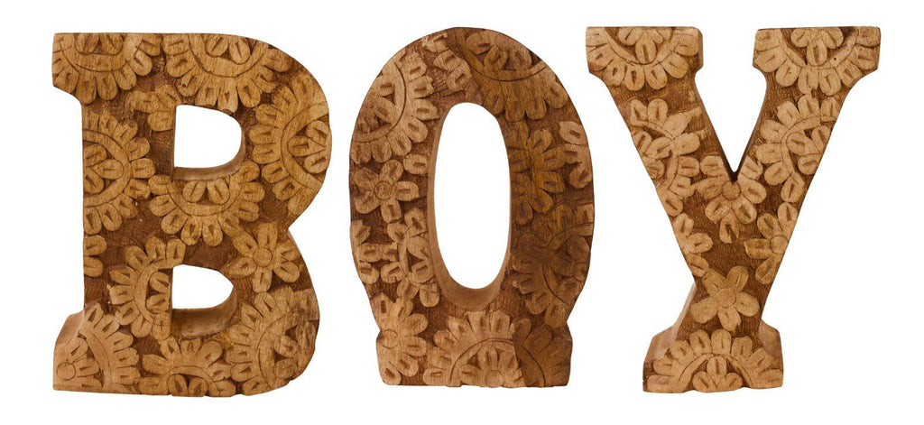 Hand Carved Wooden Flower Letters Boy - Price Crash Furniture