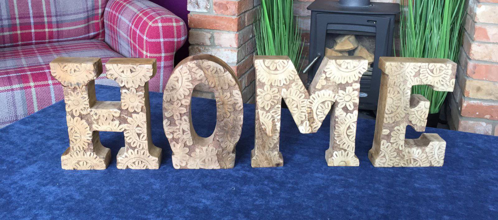 Hand Carved Wooden Flower Letters Home - Price Crash Furniture