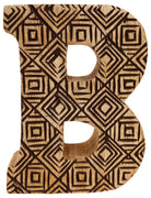 Hand Carved Wooden Geometric Letter B - Price Crash Furniture