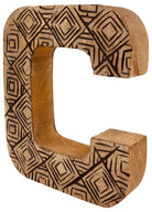 Hand Carved Wooden Geometric Letter C - Price Crash Furniture