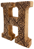 Hand Carved Wooden Geometric Letter H - Price Crash Furniture