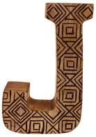 Hand Carved Wooden Geometric Letter J - Price Crash Furniture