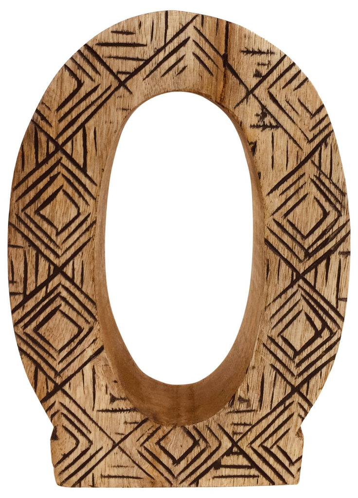 Hand Carved Wooden Geometric Letter O - Price Crash Furniture