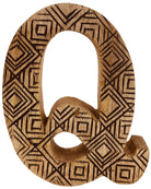 Hand Carved Wooden Geometric Letter Q - Price Crash Furniture