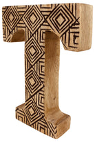 Hand Carved Wooden Geometric Letter T - Price Crash Furniture